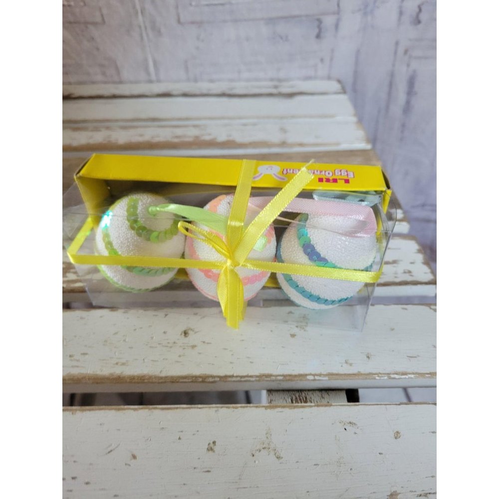 Easter egg ornament set white blue‎ green Xmas holi